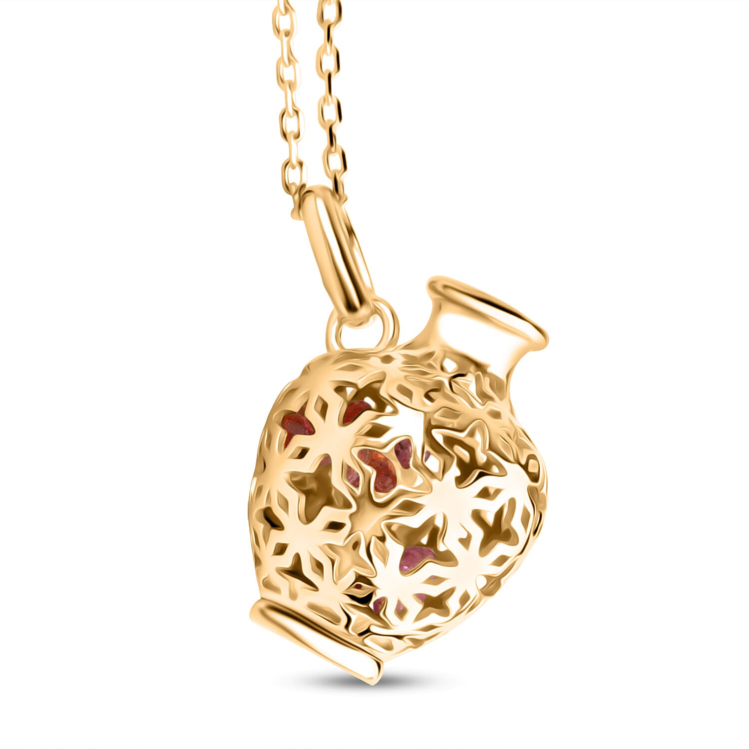 Multi Gemstones Pendant with Chain (Size 16-2 Ext) with Lobster Clasp in Yellow Gold Plated Sterling Silver 2.5 Ct.