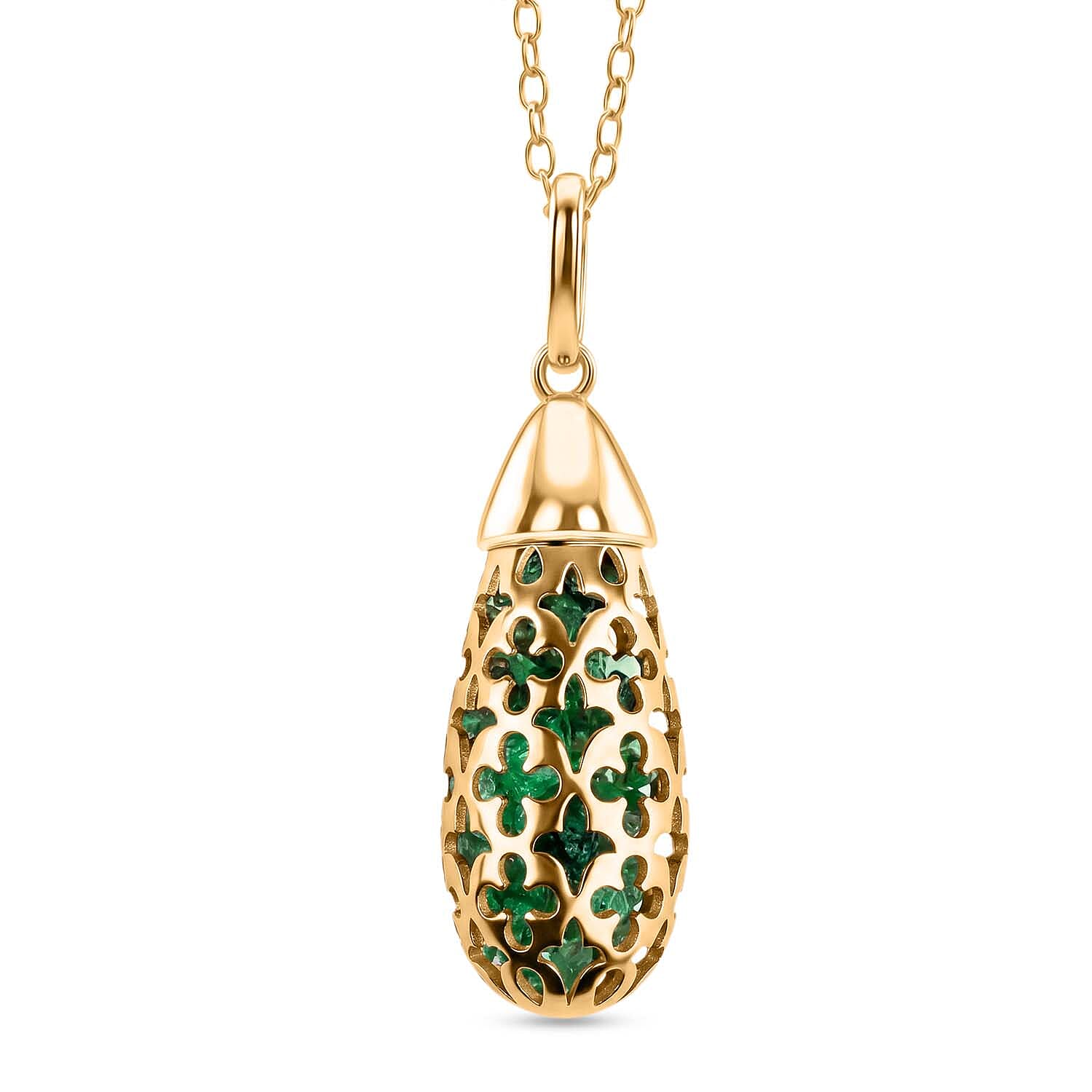 Peridot Pendant with Chain (Size - 16-2 Ext) with Spring Ring Clasp in Yellow Gold Plated Sterling Silver 5.00 Ct.