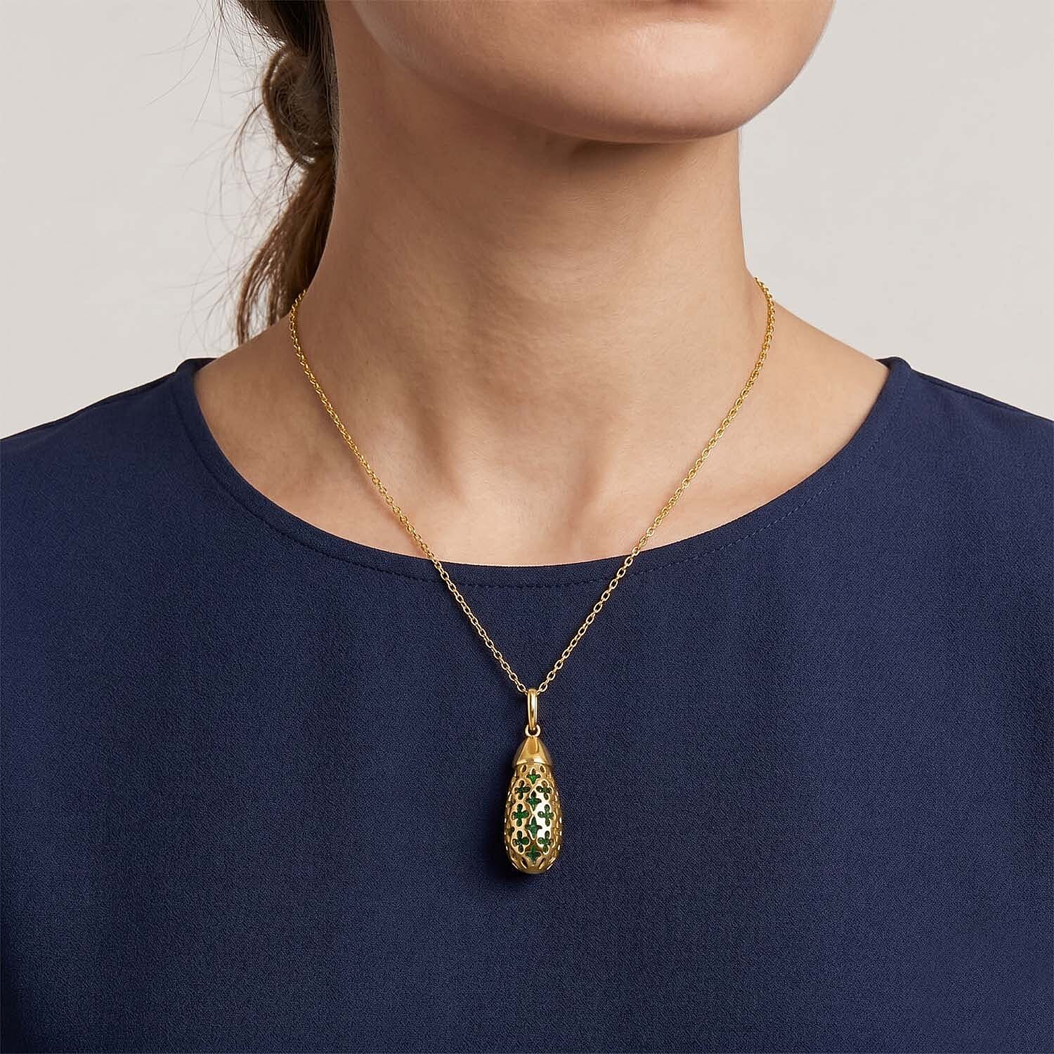 Peridot Pendant with Chain (Size - 16-2 Ext) with Spring Ring Clasp in Yellow Gold Plated Sterling Silver 5.00 Ct.