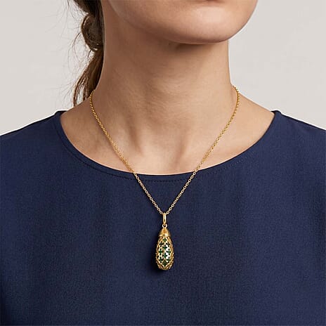 Peridot Pendant with Chain (Size - 16-2 Ext) with Spring Ring Clasp in Yellow Gold Plated Sterling Silver 5.00 Ct.