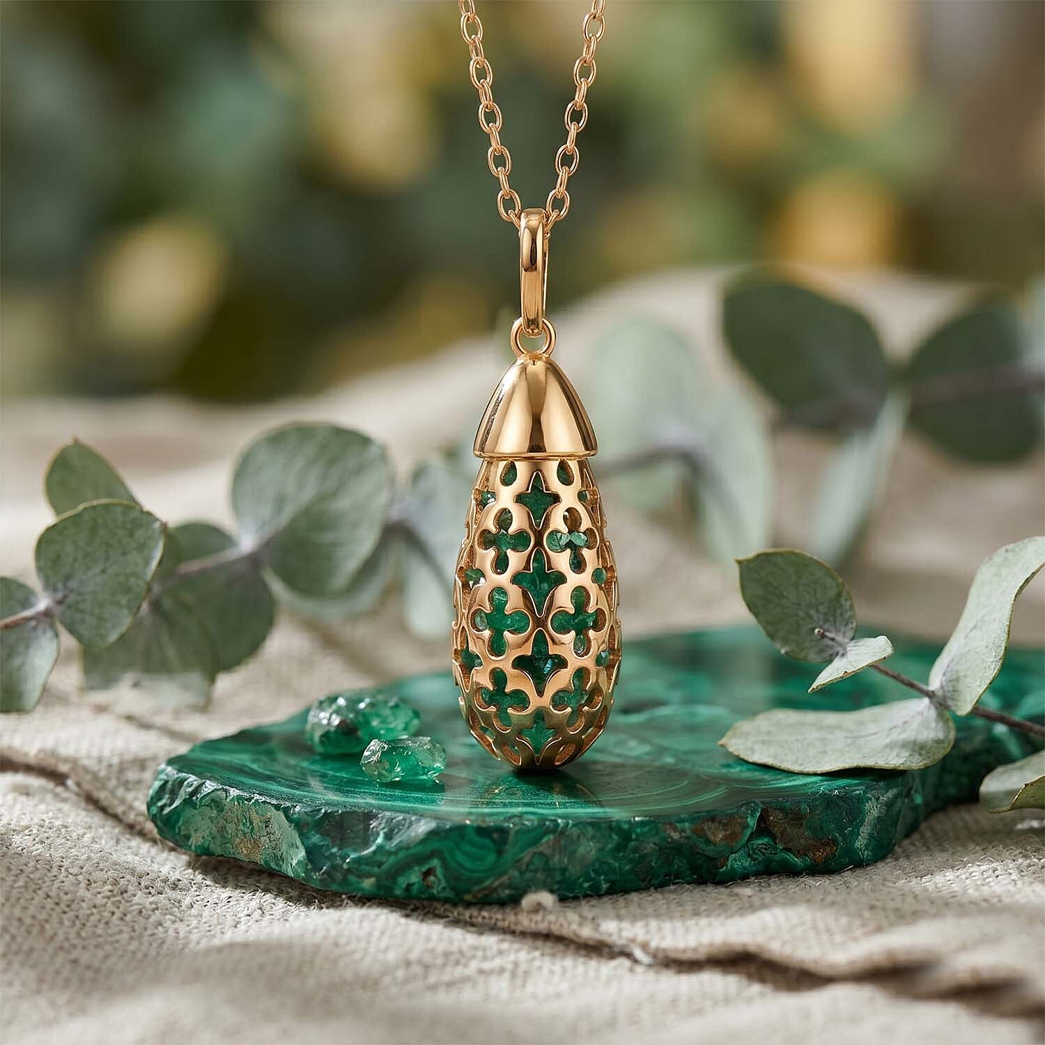 Peridot Pendant with Chain (Size - 16-2 Ext) with Spring Ring Clasp in Yellow Gold Plated Sterling Silver 5.00 Ct.