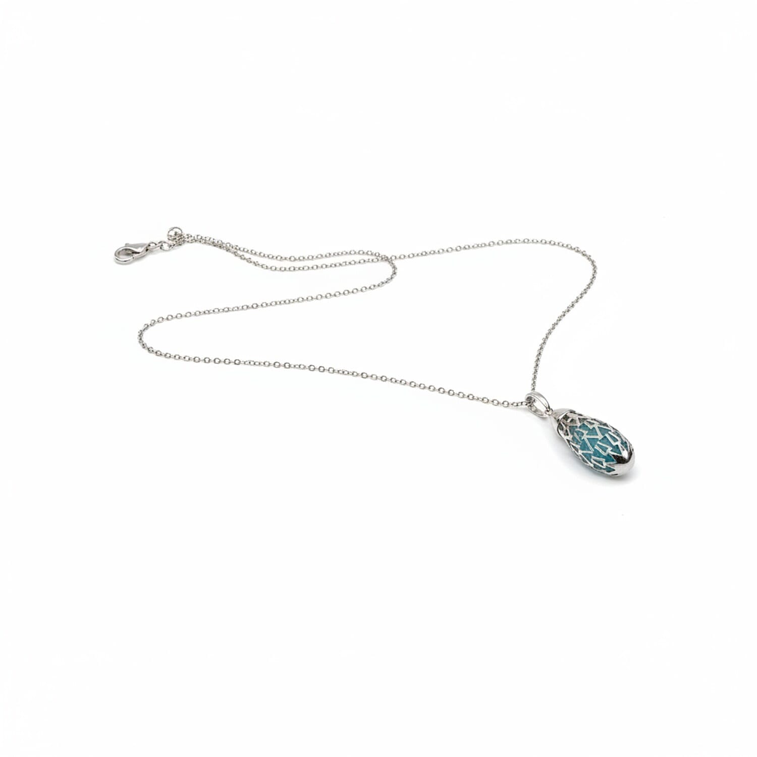 Close Out Deal- Blue Apatite Pendant with Chain (Size - 16-2 Ext) with Spring Ring Clasp in Rhodium Overlay Sterling Silver 5.00 Ct.