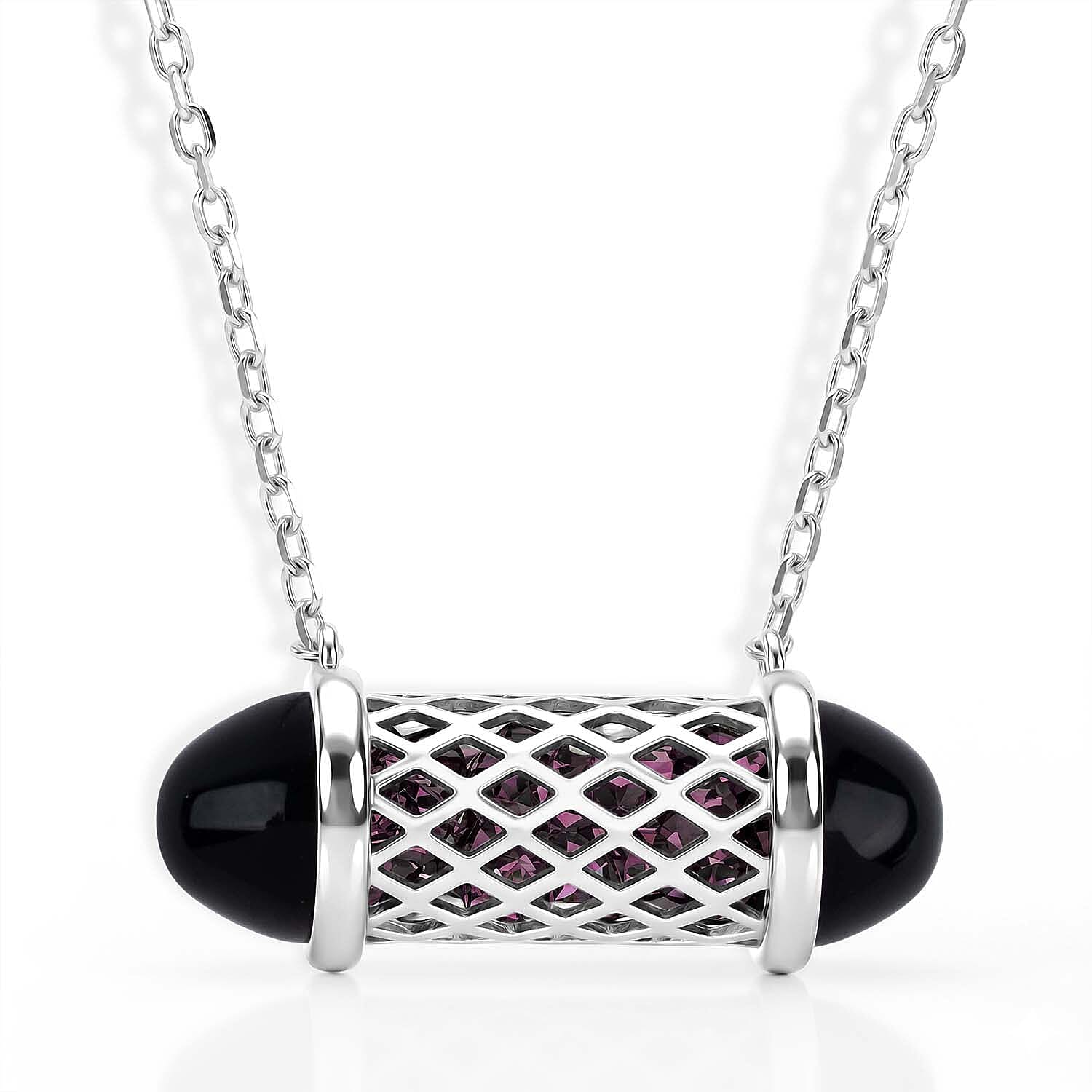 Rhodolite Garnet Necklace (Size - 16 - 2 Ext) with Lobster Clasp Sterling Silver 7.50 Ct.