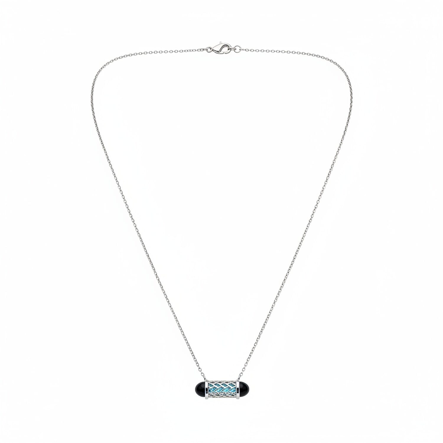 Close Out Deal - Skyblue Topaz Necklace (Size - 16-2 Ext) with Lobster Clasp in Rhodium Overlay Sterling Silver 7.50 Ct.