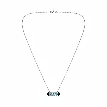 Close Out Deal - Skyblue Topaz Necklace (Size - 16-2 Ext) with Lobster Clasp in Rhodium Overlay Sterling Silver 7.50 Ct.