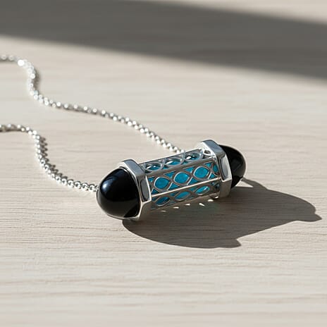 ROMA DESIGNER OUTLET CLOSEOUT Blue Apatite Necklace (Size - 16 - 2 Ext) with Lobster Clasp in Rhodium Overlay Sterling Silver 8.00 Ct.