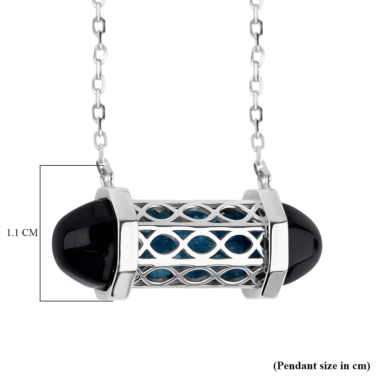 ROMA DESIGNER OUTLET CLOSEOUT Blue Apatite Necklace (Size - 16 - 2 Ext) with Lobster Clasp in Rhodium Overlay Sterling Silver 8.00 Ct.