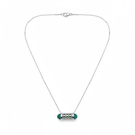 Blue Apatite Necklace (Size - 16 - 2 Ext) with Lobster Clasp in Rhodium Overlay Sterling Silver 8.00 Ct.