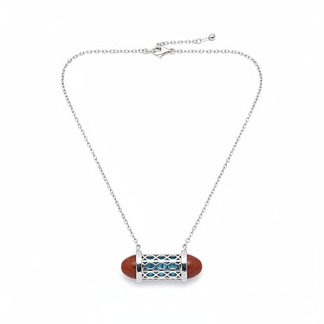 Blue Apatite Necklace (Size - 16 - 2 Ext) with Lobster Clasp in Rhodium Overlay Sterling Silver 8.00 Ct.