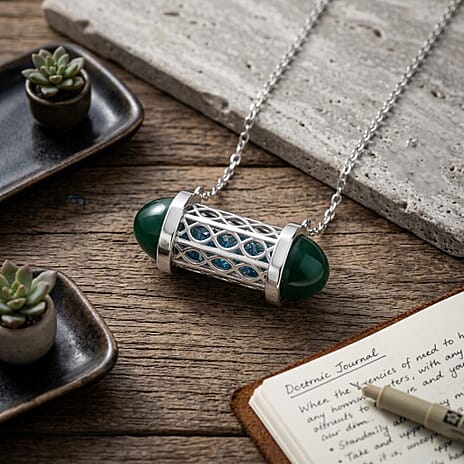 Blue Apatite Necklace (Size - 16 - 2 Ext) with Lobster Clasp in Rhodium Overlay Sterling Silver 7.50 Ct.