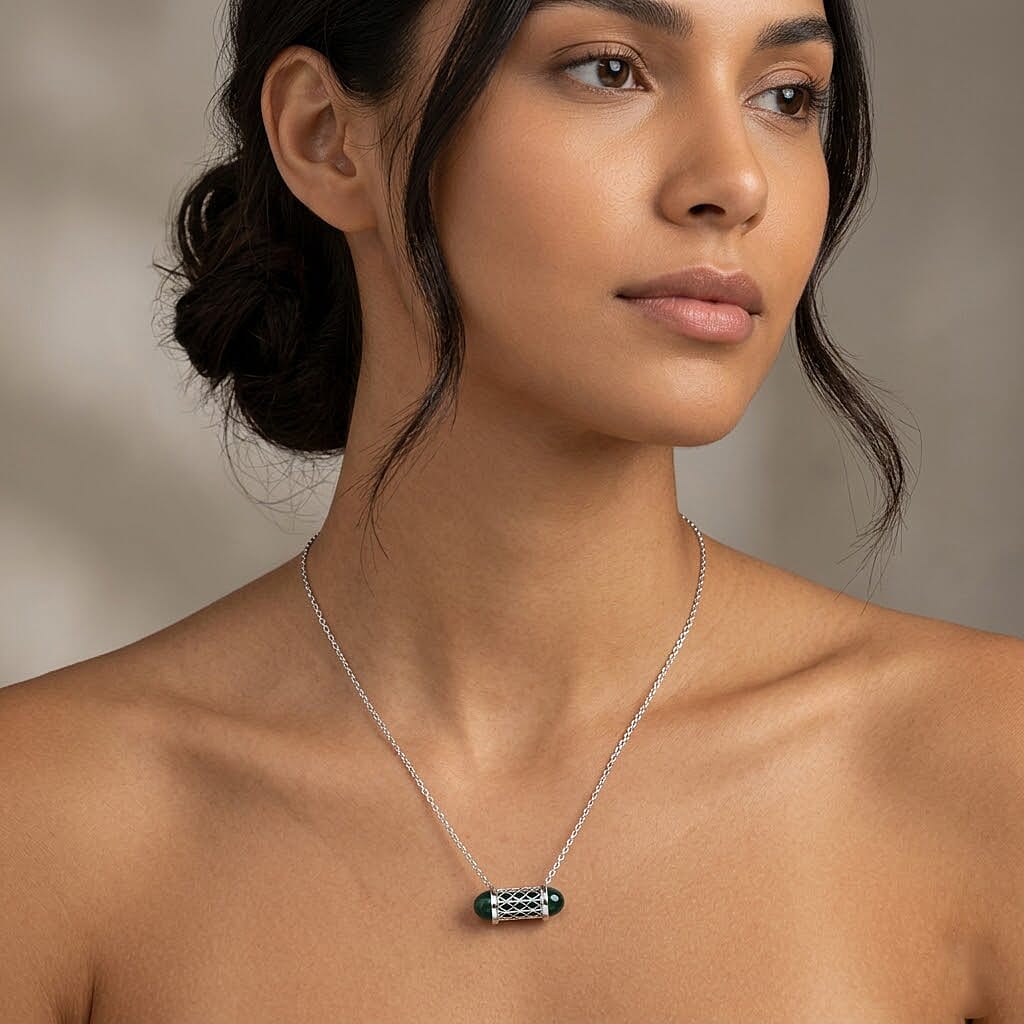 Blue Apatite Necklace (Size - 16 - 2 Ext) with Lobster Clasp in Rhodium Overlay Sterling Silver 7.50 Ct.