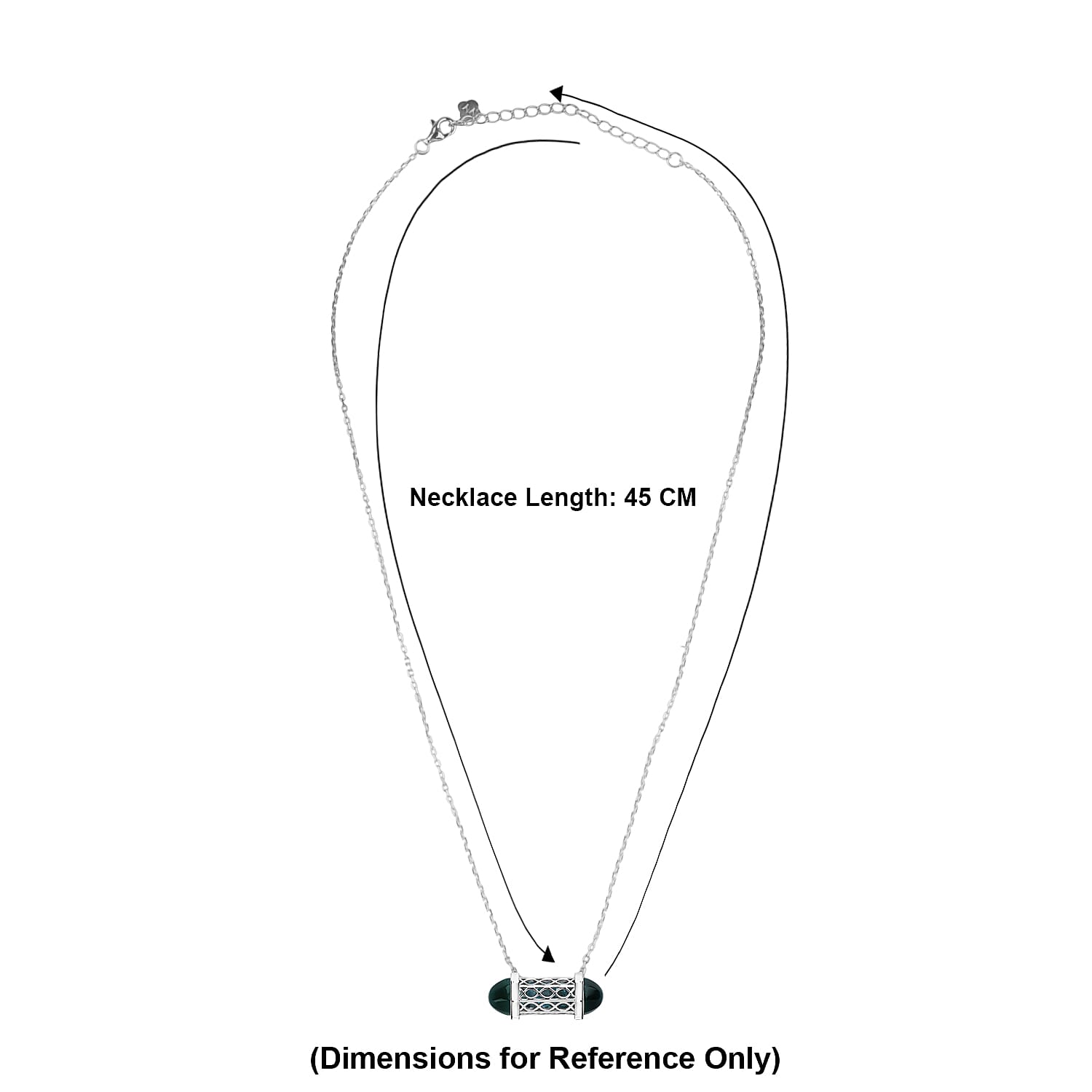 Blue Apatite Necklace (Size - 16 - 2 Ext) with Lobster Clasp in Rhodium Overlay Sterling Silver 7.50 Ct.