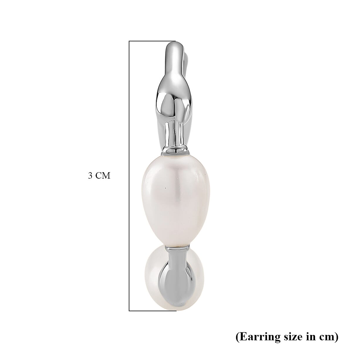 LUCY Q Pearl Drop Collection - Fresh Water Pearl Earring in Rhodium Overlay with Clasp Sterling Silver 16.40 Ct, Silver Wt. 7.00 Gms.