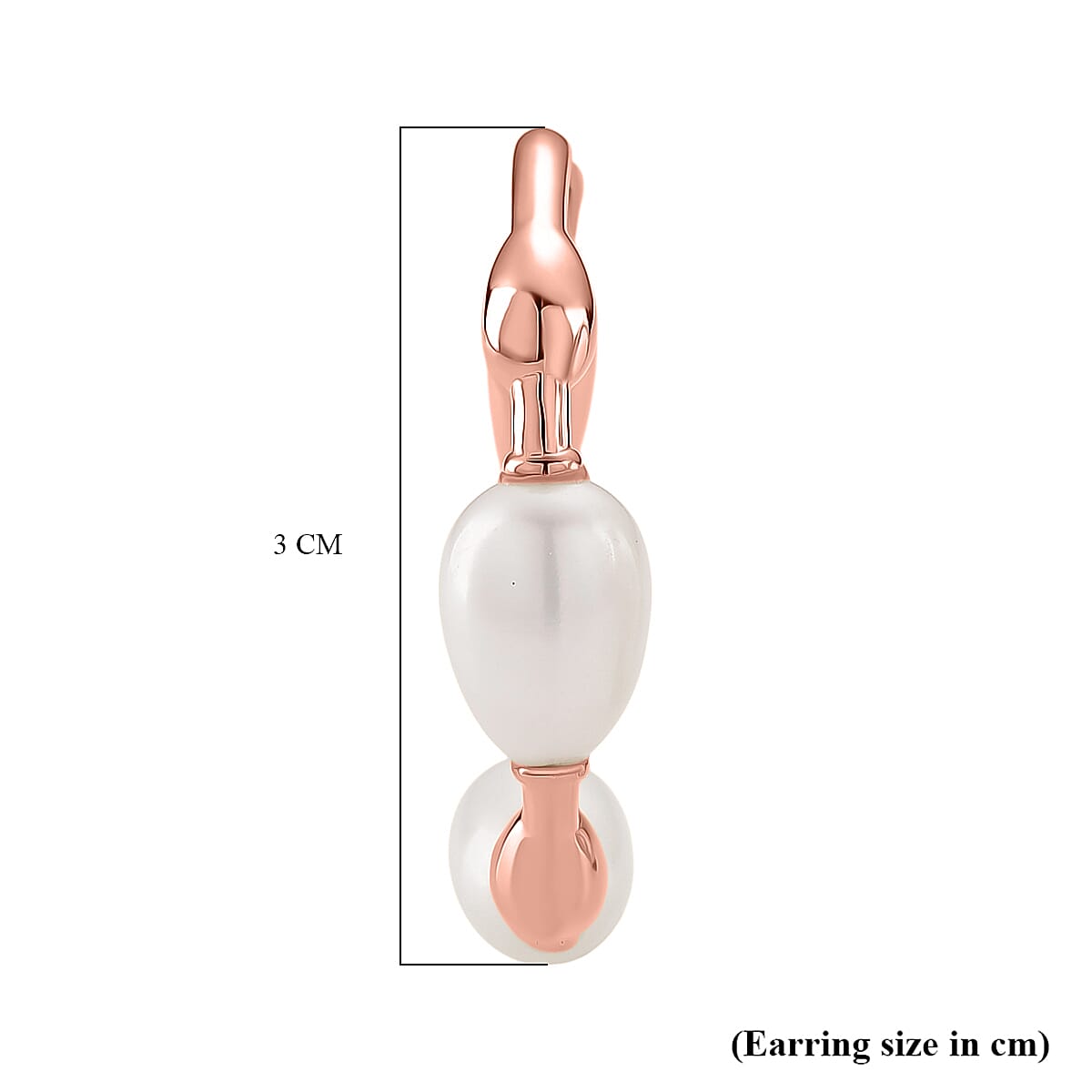 LUCY Q Pearl Drop Collection - Fresh Water Pearl Earring with Clasp Sterling Silver in 18K Vermeil Rose Gold Plated 16.40 Ct, Silver Wt. 7.00 Gms.
