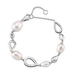 LUCY Q Pearl Drop Collection - Fresh Water Pearl Bracelet (Size - 8) Sterling Silver with Lobster Clasp in 18K Vermeil Rose Gold Plated 23.14 Ct, Silver Wt. 9.20 Gms.