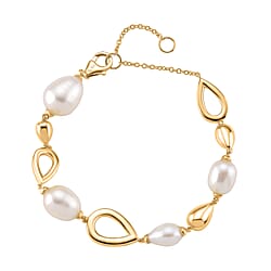 LUCY Q Pearl Drop Collection - Fresh Water Pearl Bracelet (Size - 8) Sterling Silver with Lobster Clasp in 18K Vermeil Rose Gold Plated 23.14 Ct, Silver Wt. 9.20 Gms.