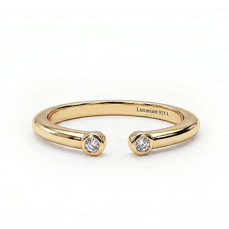 Luxuriant SI-G-H Lab Grown Diamond Adjustable Band Ring in 18K Vermeil Yellow Gold Plated Sterling Silver