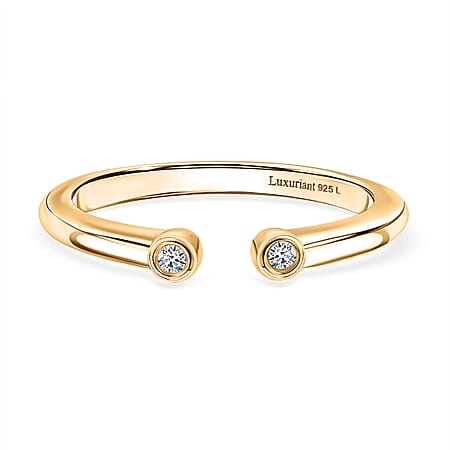 LUXURIANT Lab Grown Diamond Open Ring in 18K Vermeil Yellow Gold Over Sterling Silver (SI-GH)