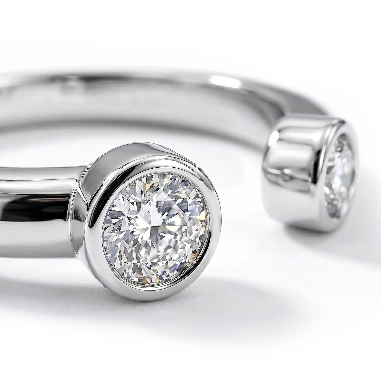 LUXURIANT Lab Grown Diamond Open Thumb Ring in Sterling Silver (SI-GH)