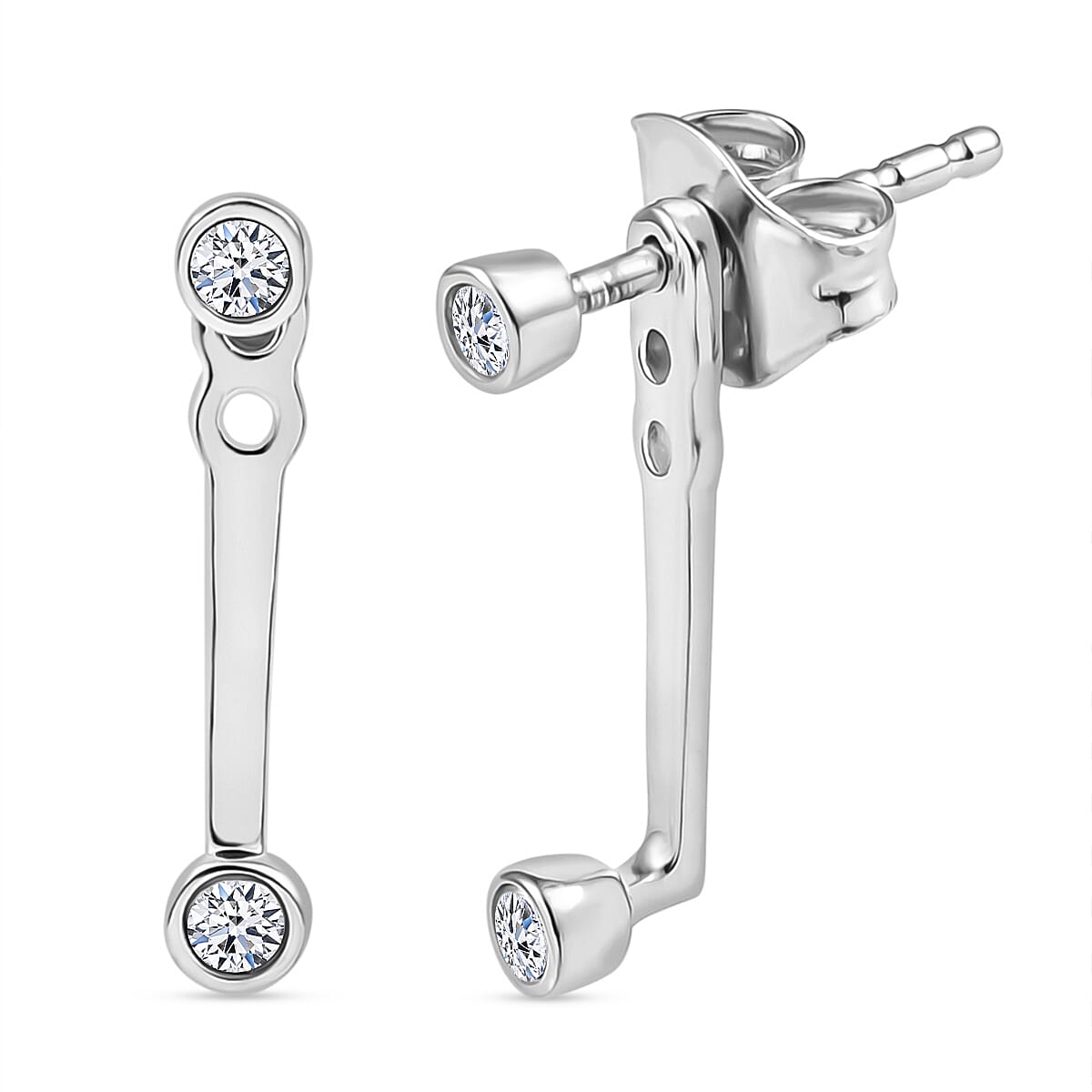 Luxuriant Diamond Lab Grown Diamond (SI-GH) Earring with Push Back in Rhodium Overlay Sterling Silver