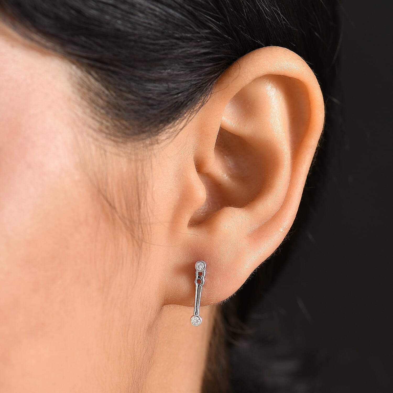 Luxuriant Diamond Lab Grown Diamond (SI-GH) Earring with Push Back in Rhodium Overlay Sterling Silver