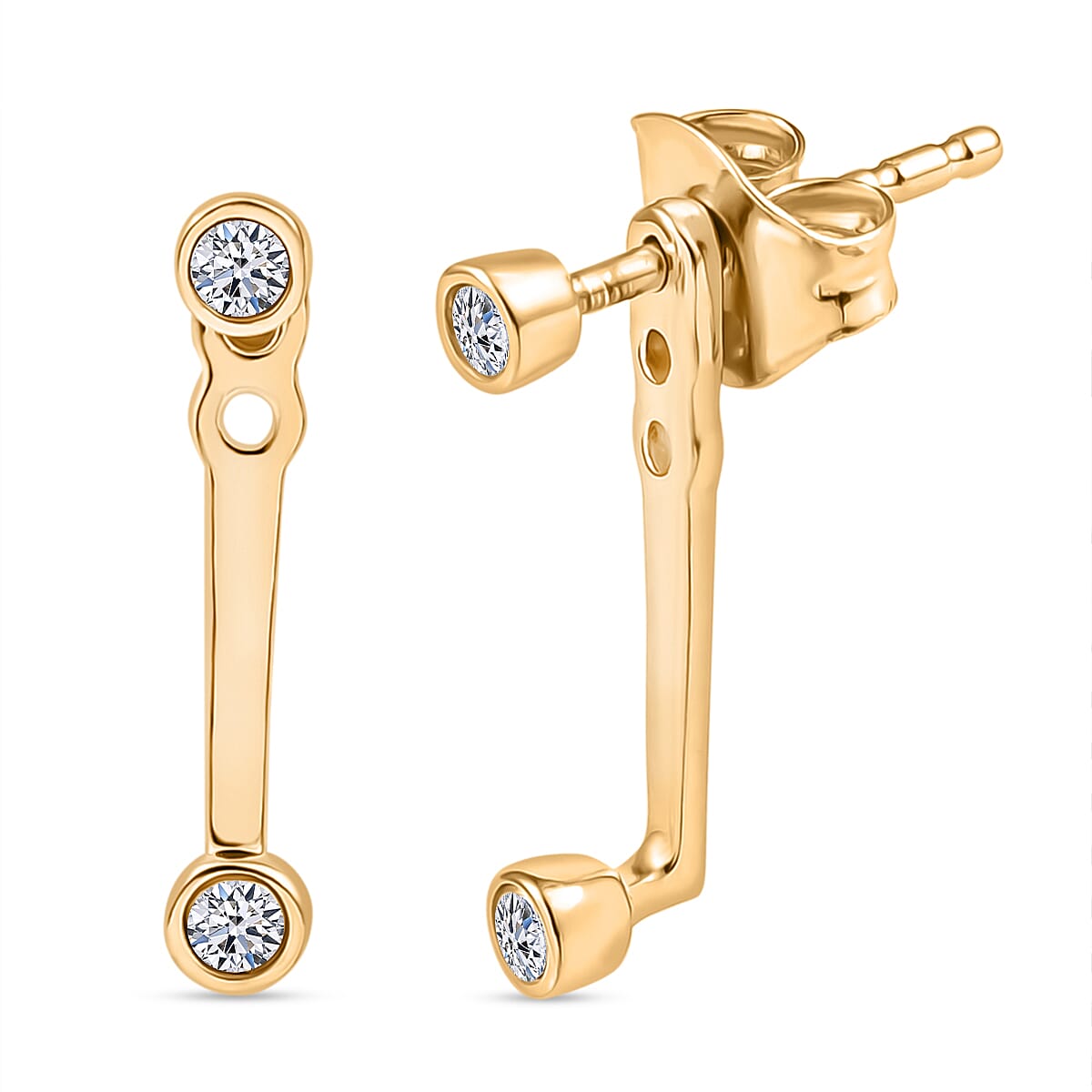 Luxuriant Diamond Lab Grown Diamond (SI-GH) Earring with Push Back in 18K Vermeil Yellow Gold Plated Sterling Silver