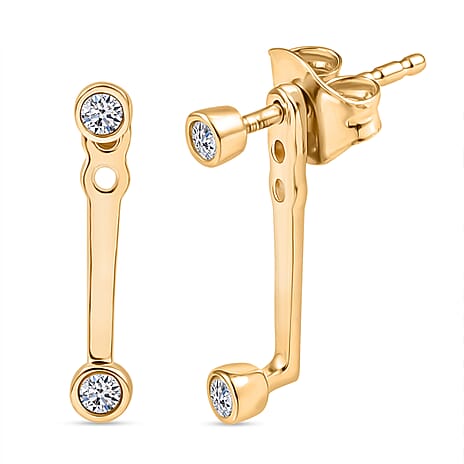 Luxuriant Diamond Lab Grown Diamond (SI-GH) Earring with Push Back in 18K Vermeil Yellow Gold Plated Sterling Silver