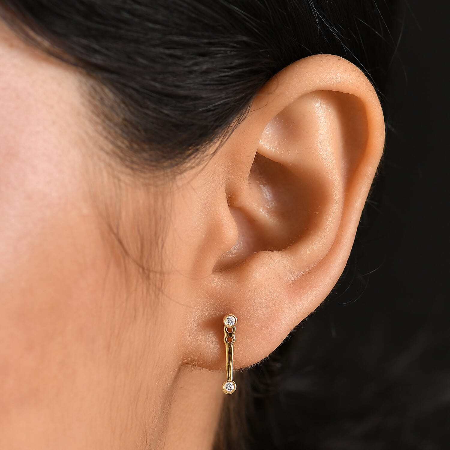 Luxuriant Diamond Lab Grown Diamond (SI-GH) Earring with Push Back in 18K Vermeil Yellow Gold Plated Sterling Silver