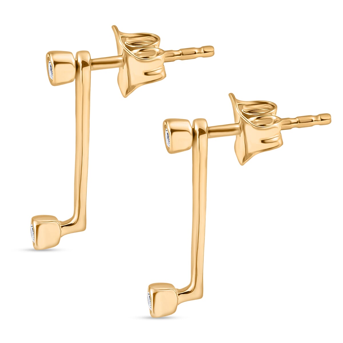 Luxuriant Diamond Lab Grown Diamond (SI-GH) Earring with Push Back in 18K Vermeil Yellow Gold Plated Sterling Silver