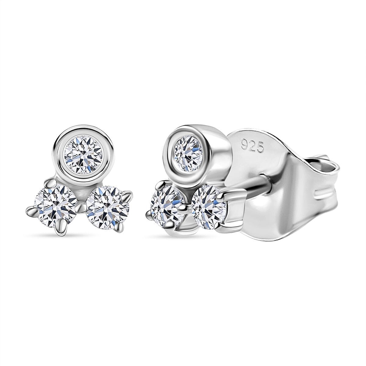 Luxuriant Diamond Lab Grown Diamond (SI-GH) Solitaire Stud Push Post Earring in Rhodium OverlaySterling Silver
