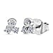 LUXURIANT Lab Grown Diamond 3-Stone Stud Push Post Earring in Rhodium Overlay Sterling Silver (SI-GH)
