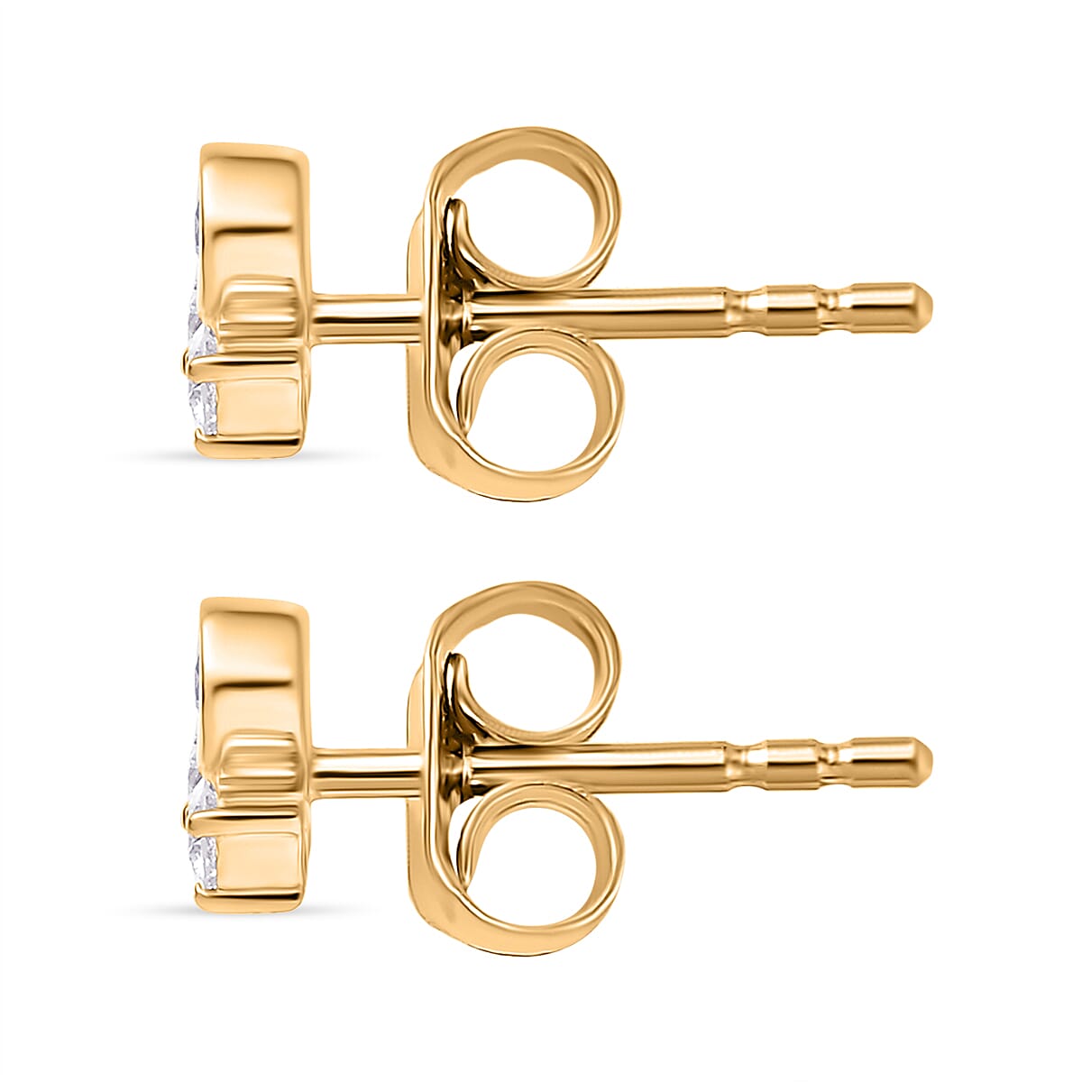 Luxuriant Diamond Lab Grown Diamond (SI-GH) Solitaire Stud Push Post Earring in 18K Vermeil Yellow Gold Plated Sterling Silver