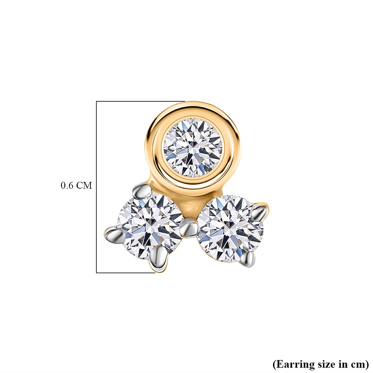 Luxuriant Diamond Lab Grown Diamond (SI-GH) Solitaire Stud Push Post Earring in 18K Vermeil Yellow Gold Plated Sterling Silver