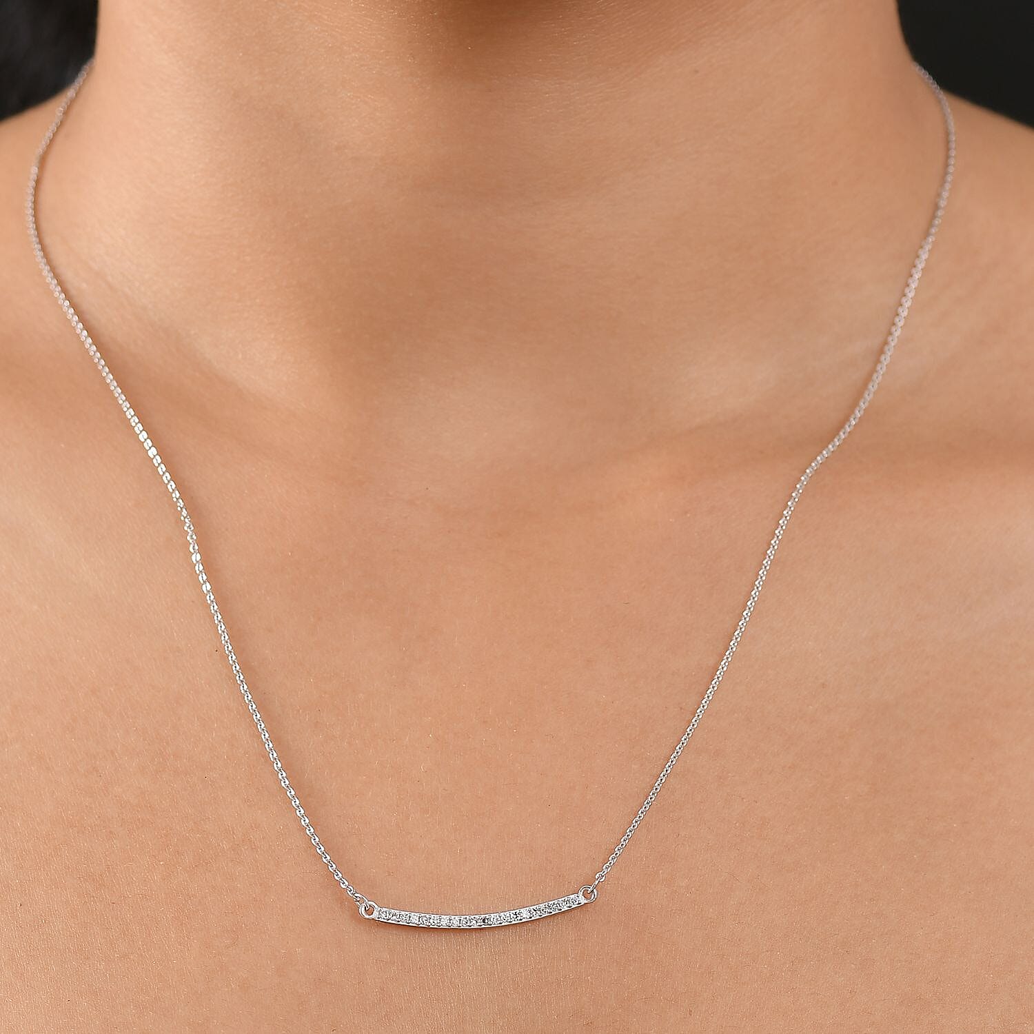 Luxuriant Diamond Lab Grown Diamond (SI-GH) Necklace (Size - 20) in Rhodium Overlay Sterling Silver