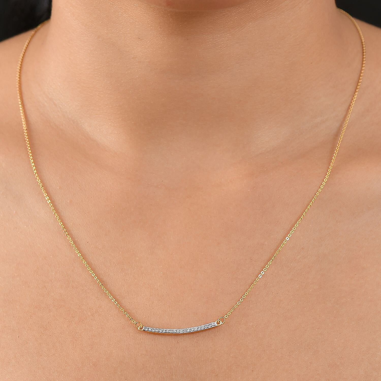 Luxuriant Diamond Lab Grown Diamond Necklace (Size - 20) in 18K Vermeil Yellow Gold Plated Sterling Silver