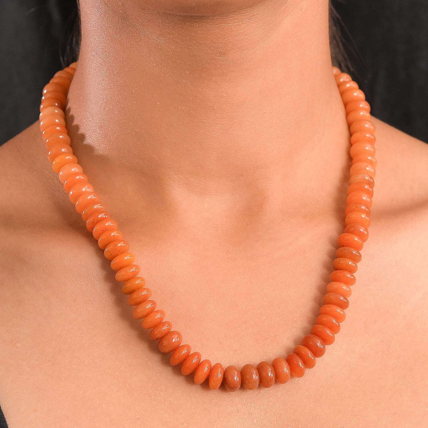 Red Aventurine Necklace (Size - 18-1 Ext.) with Senorita Clasp 330.00 Ct.
