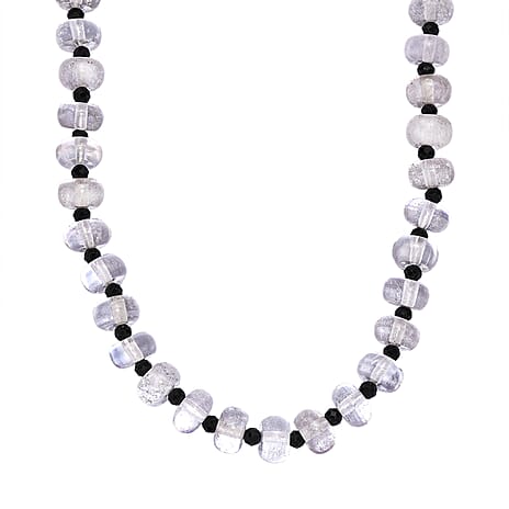 White Crystal Quartz & Black Spinel Necklace (Size - 20-2 Ext.) with Lobster Clasp 315.00 Ct.