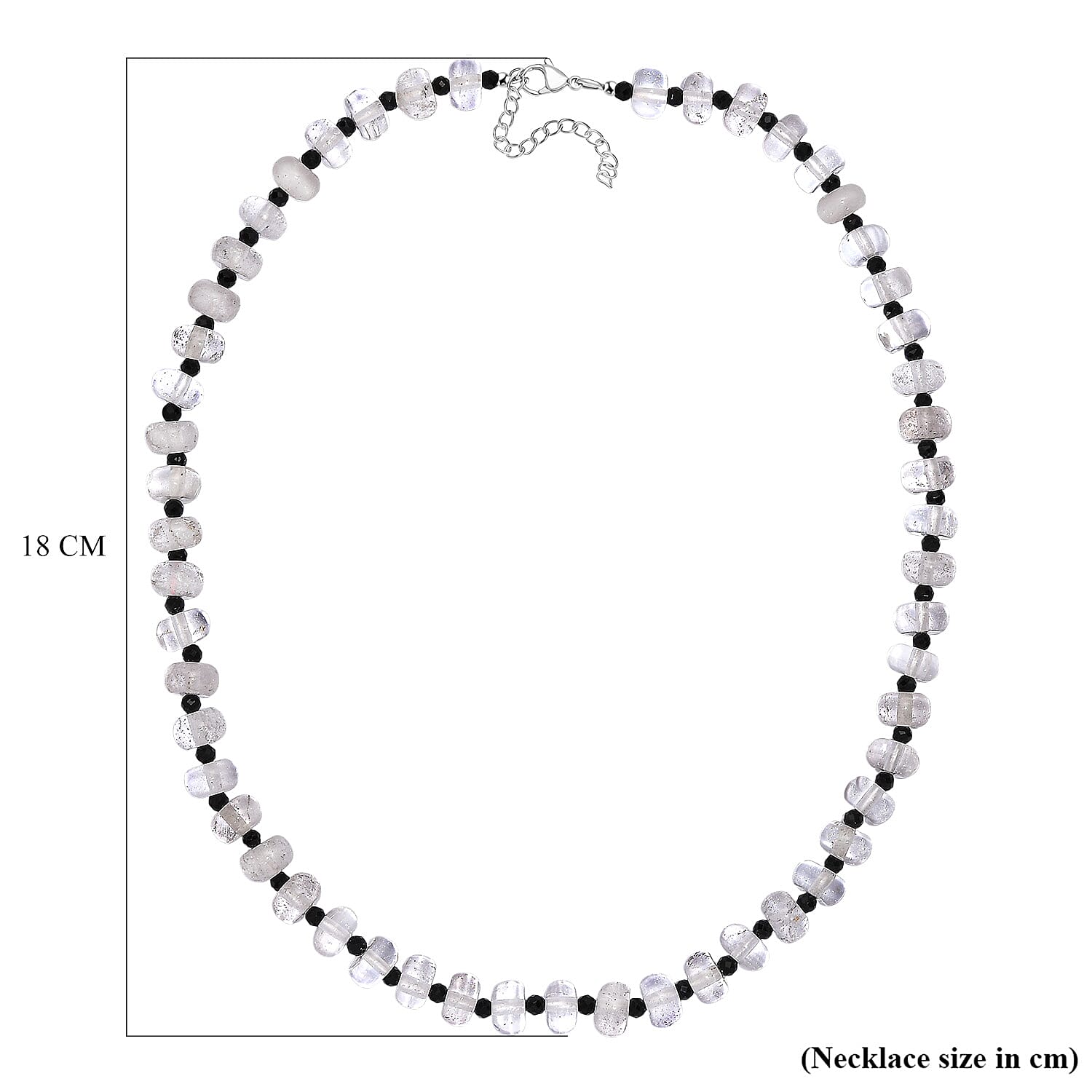 White Crystal Quartz & Black Spinel Necklace (Size - 20-2 Ext.) with Lobster Clasp 315.00 Ct.