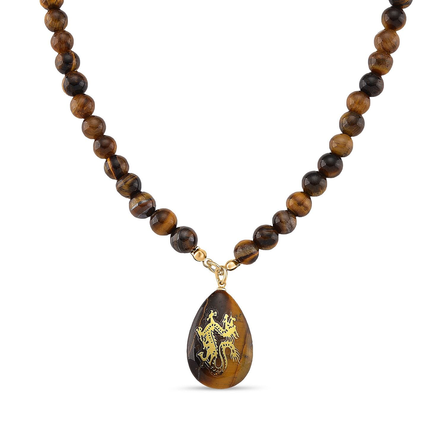 Tigers Eye Dragon Necklace (Size 18 - 2 Ext) with Lobster Clasp 230.00 Ct.
