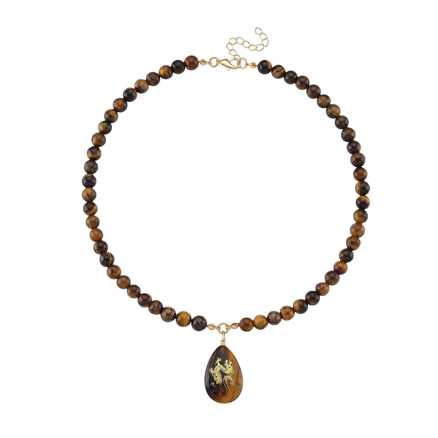 Tigers Eye Dragon Necklace (Size 18 - 2 Ext) with Lobster Clasp 230.00 Ct.