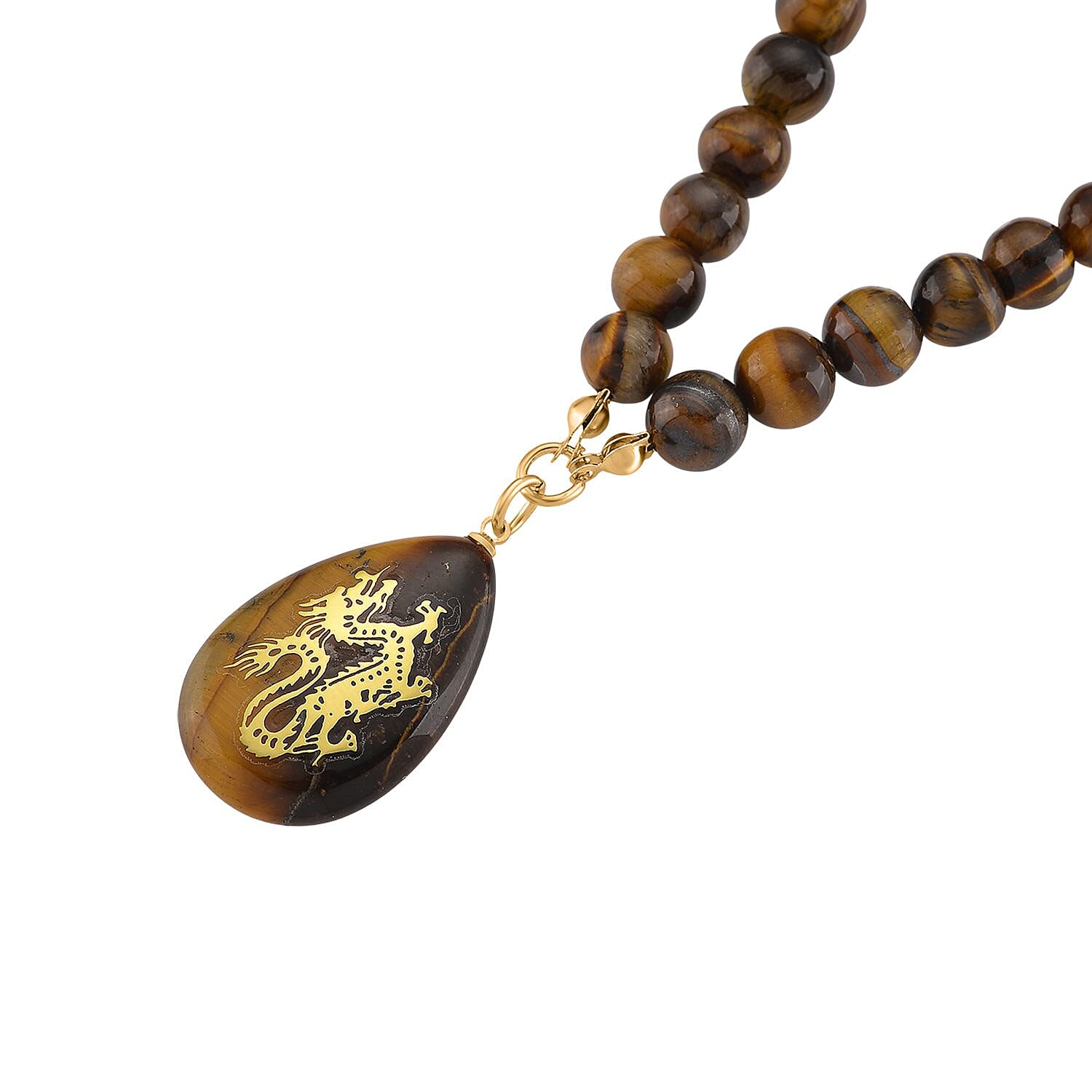 Tigers Eye Dragon Necklace (Size 18 - 2 Ext) with Lobster Clasp 230.00 Ct.