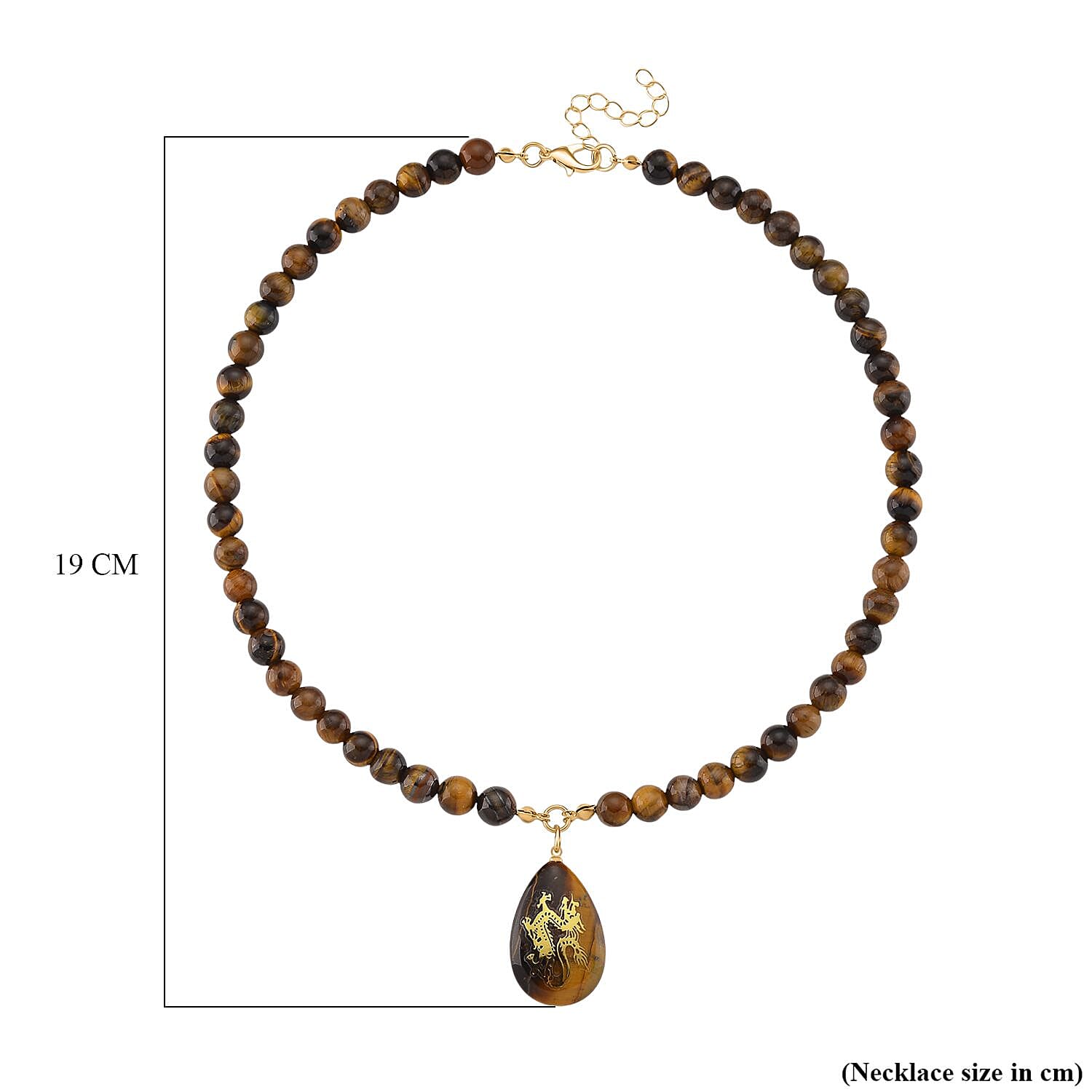 Tigers Eye Dragon Necklace (Size 18 - 2 Ext) with Lobster Clasp 230.00 Ct.