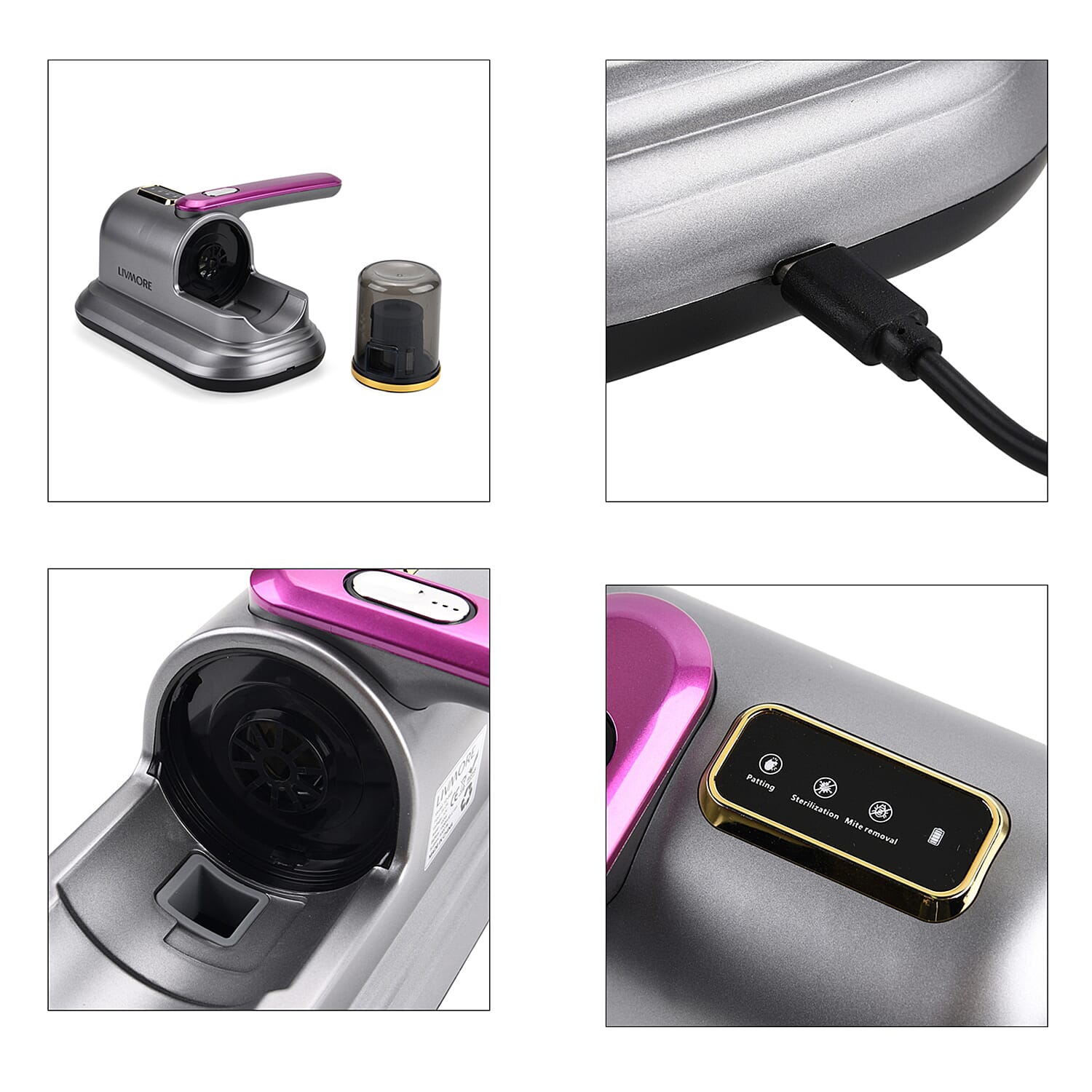 Livmore Cordless UV Bed Vacuum Cleaner - Removes Dust, Pollen, Pet Dander, Mites and Bugs for beds, sofas, carpets and fabrics