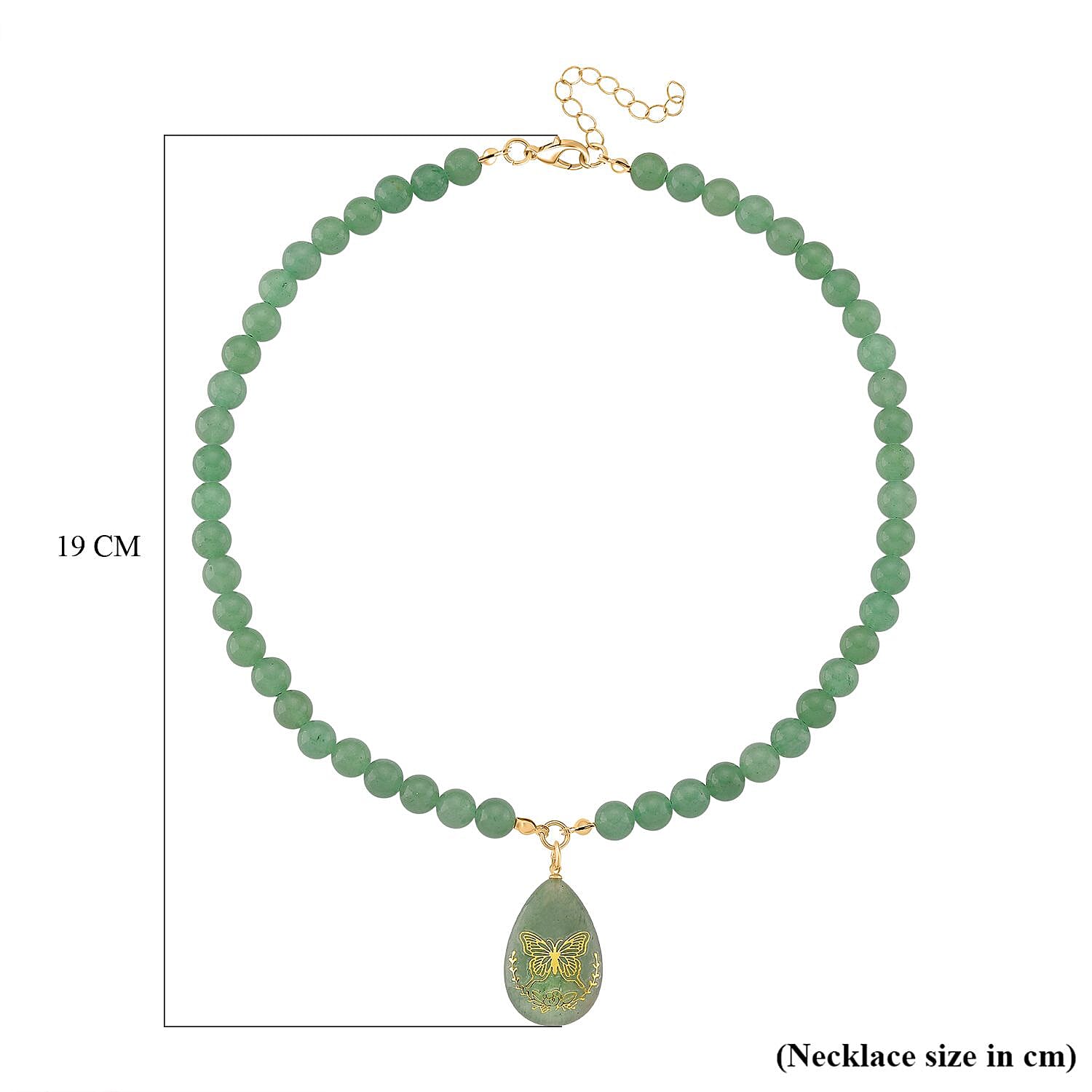 Green Aventurine Butterfly Necklace (Size 18 - 2 Ext) with Lobster Clasp 230.00 Ct.
