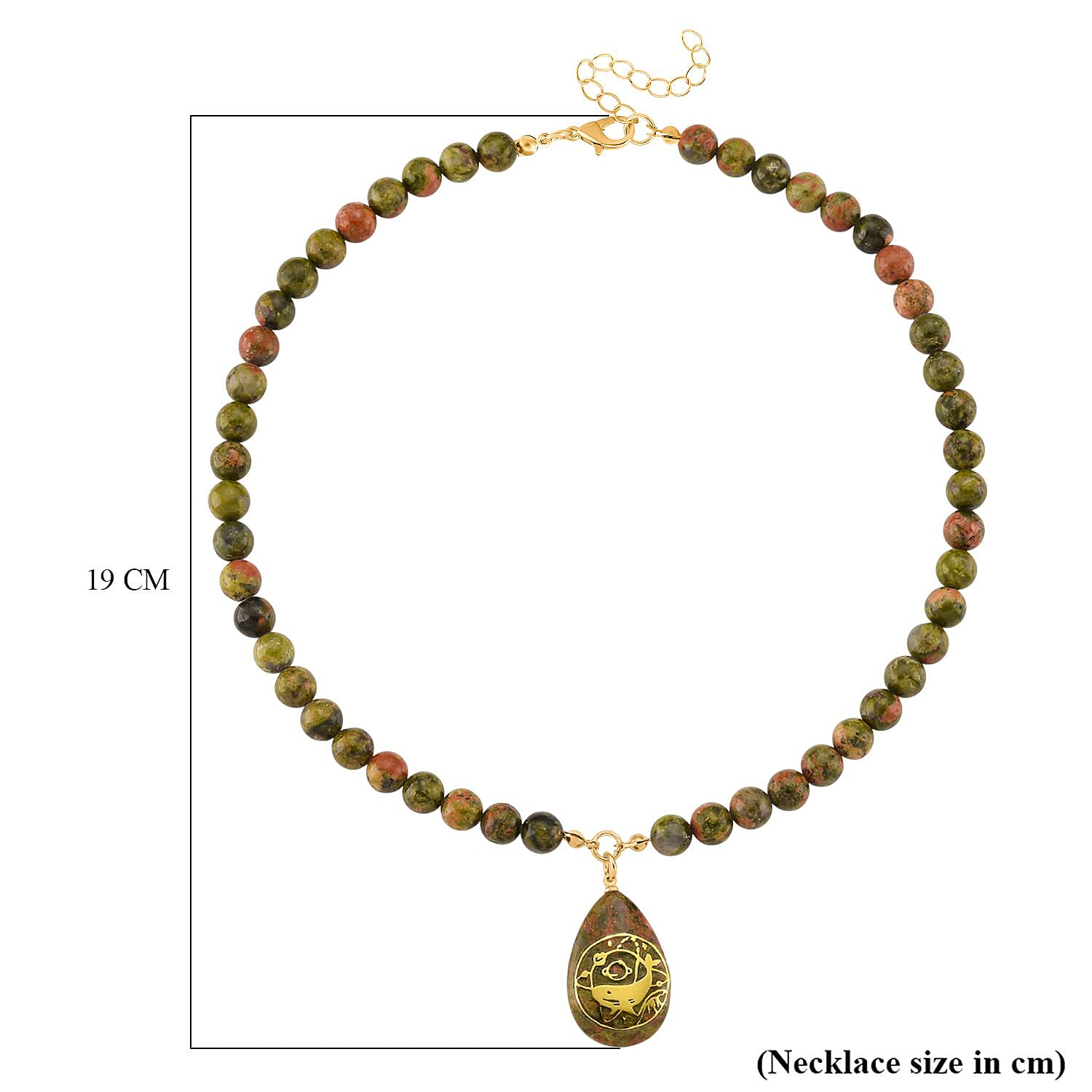 Unakite Dolphin Necklace (Size 18 - 2 Ext) with Lobster Clasp 230.00 Ct. Unakite Dolphin Necklace (Size 18 - 2 Ext) with Lobster Clasp 230.00 Ct.