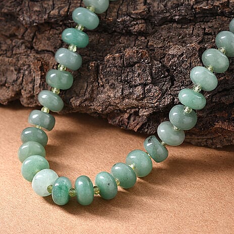 Green Aventurine, Peridot Necklace (Size - 20) Stainless Steel  310.000  Ct.