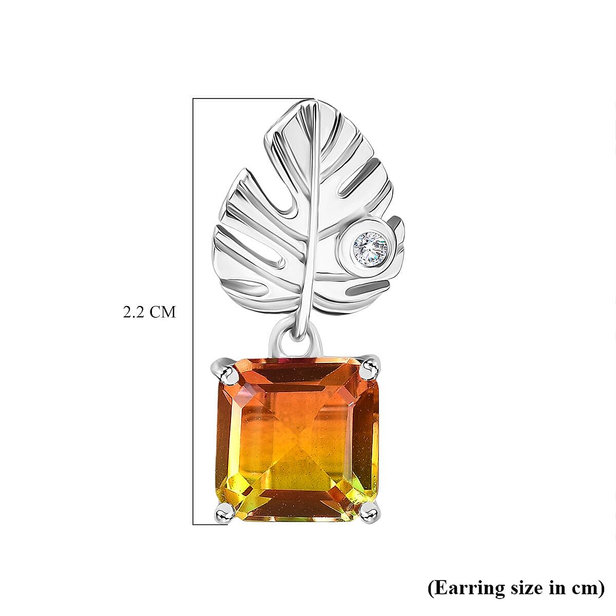 D'joy Rainbow Genesis Quartz & White Zircon Solitaire Stud Sunlit Leaves Earring with Push Back in Rhodium Overlay Sterling Silver 5.56 Ct. D'joy Rainbow Genesis Quartz & White Zircon Solitaire Stud Sunlit Leaves Earring with Push Back in Rhodium Overlay Sterling Silver 5.56 Ct.