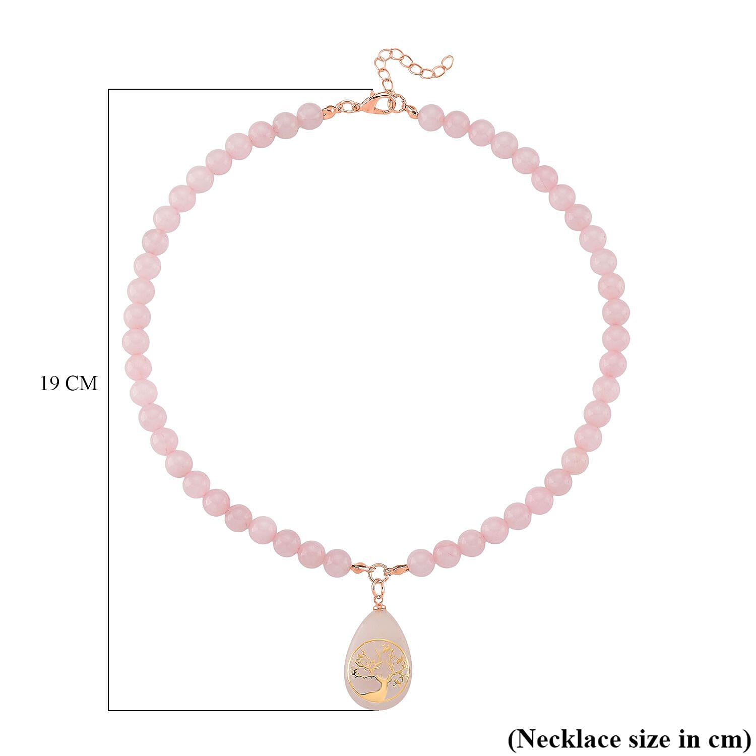 Rose Quartz Tree Of Life Necklace (Size 18 - 2 Ext) with Lobster Clasp 230.00 Ct.