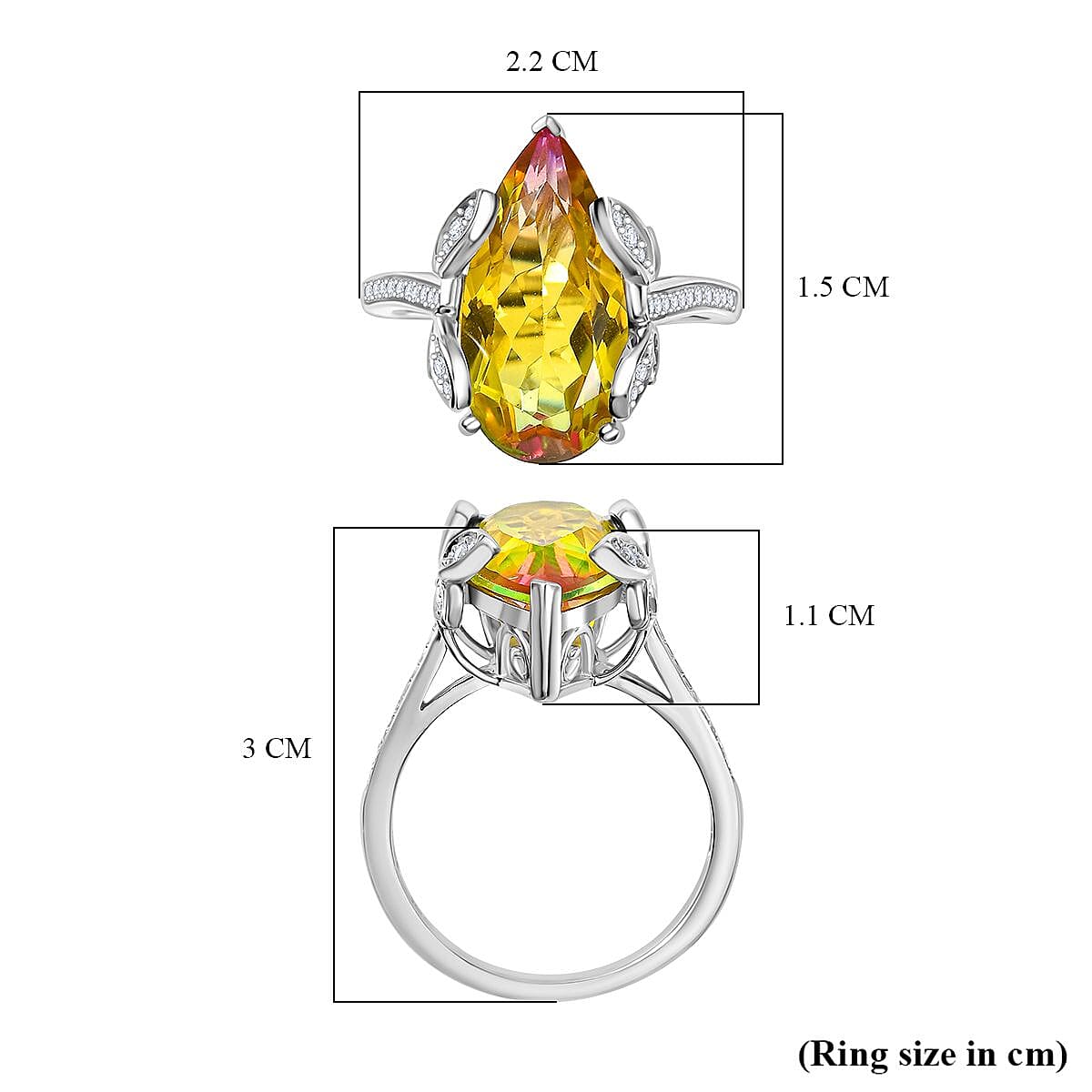 Djoy Rainbow Genesis Quartz & White Zircon Garden Flutter Ring in Rhodium Overlay Sterling Silver 8.67 Ct. Djoy Rainbow Genesis Quartz & White Zircon Garden Flutter Ring in Rhodium Overlay Sterling Silver 8.67 Ct.
