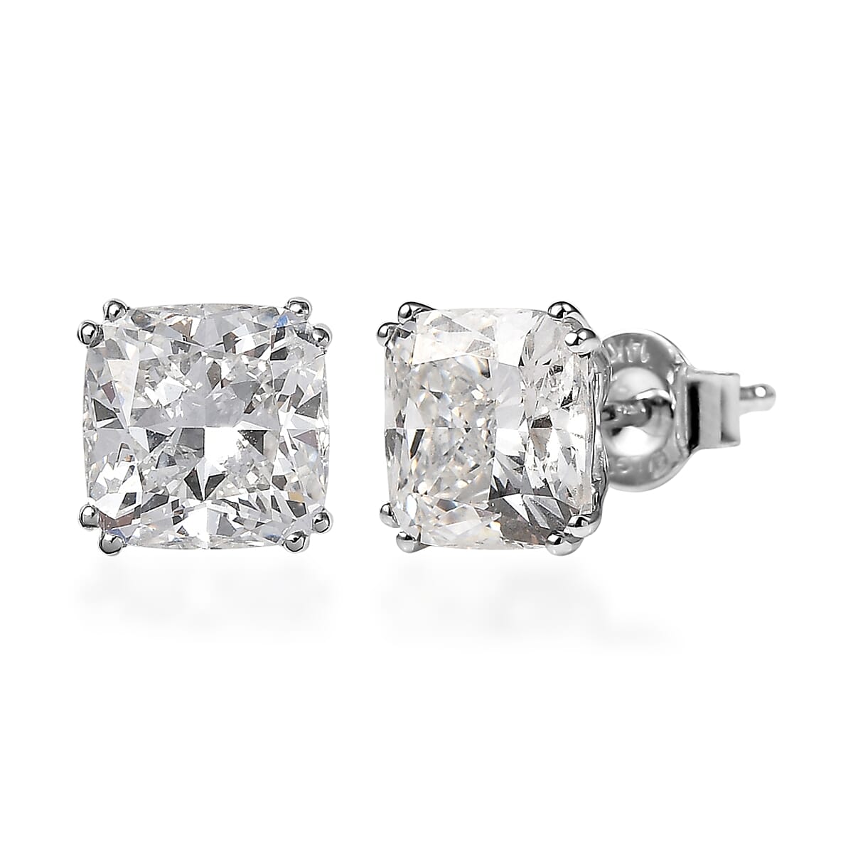 NY Close Out - Luxuriant Diamond - 14K White Gold Cushion Certified VS-GH Lab Grown Diamond Stud Earrings 4.00 Ct.